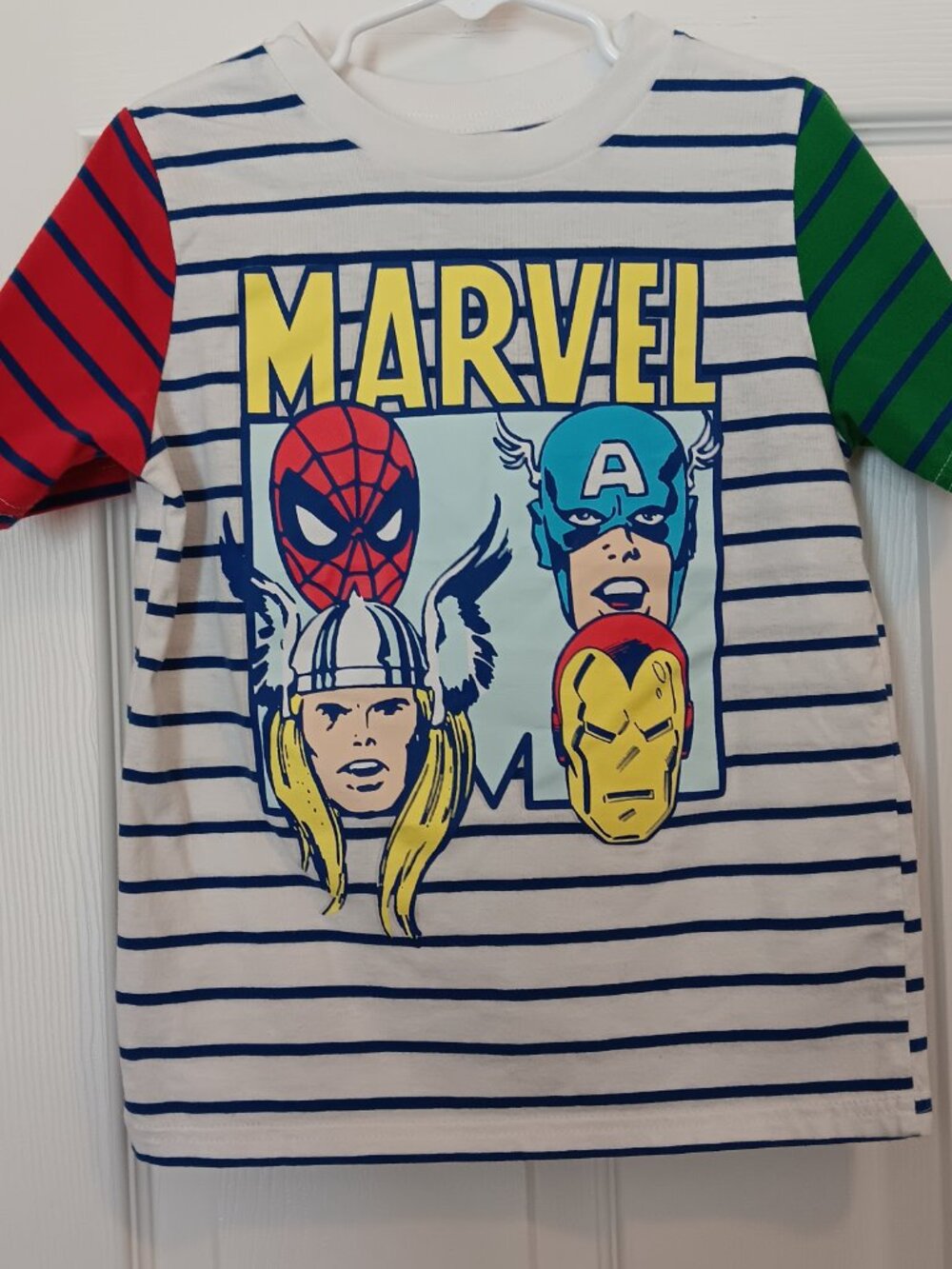 MARVEL BRAND Boy's Marvel Heros Multi-Color Striped Tee - 6 - Picture 3 of 6